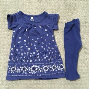 Tea Collection Blue Floral Dress Leggings Baby Girl 3-6M